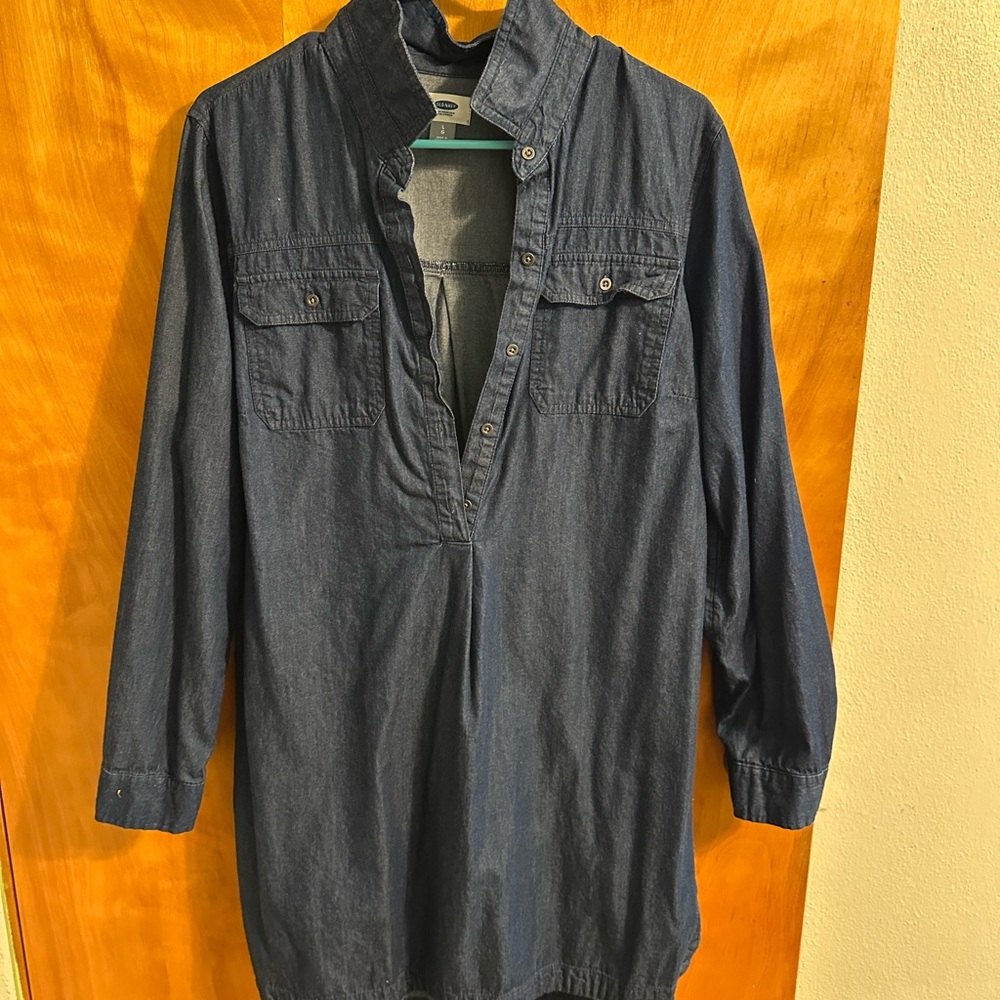 Old Navy Blue Long Sleeve Shirt Dress